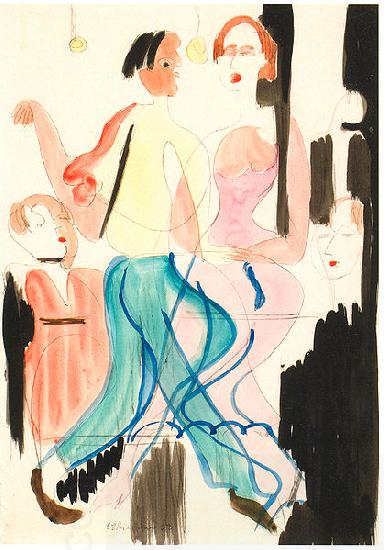 Ernst Ludwig Kirchner Dancing couple - Watercolour and ink over pencil China oil painting art